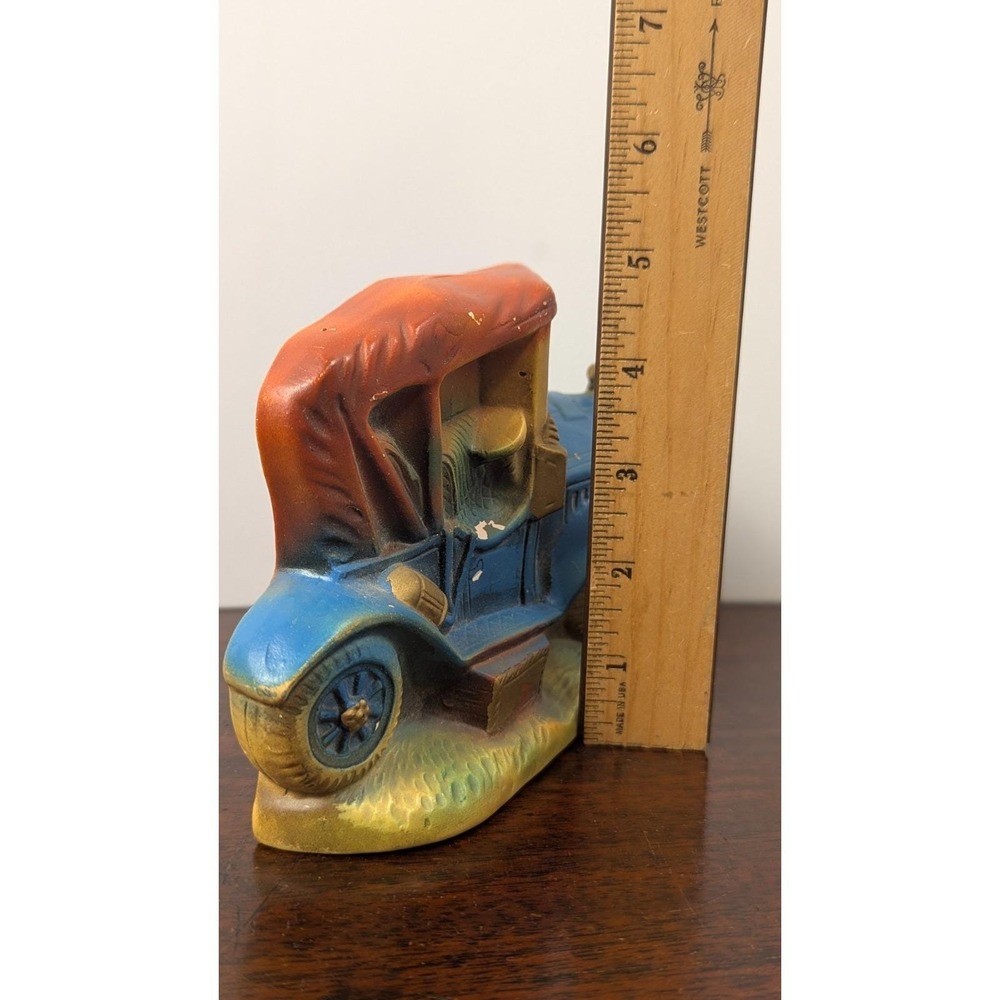 Vintage Antique Car Coin Banks Wall Hanging Tabletop Red Blue Pair Resin 7 Inch - Picture 6 of 16